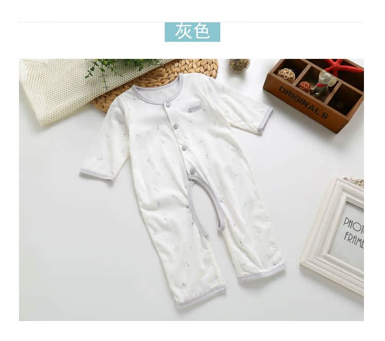 Tongtai cotton mỏng bé dài tay áo len bé mùa hè mở cắt quần áo mùa hè quần áo điều hòa không khí phù hợp với đồ ngủ