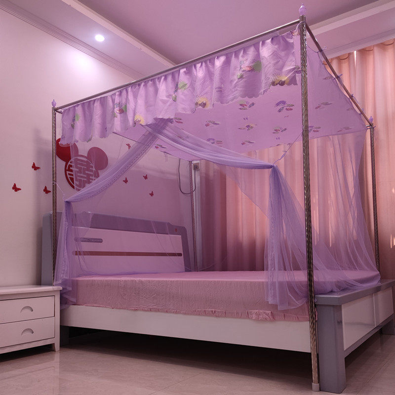Old-fashioned household outer pole single door dust-proof top mosquito net landing 1 5m 1 8m double bed encryption thickening