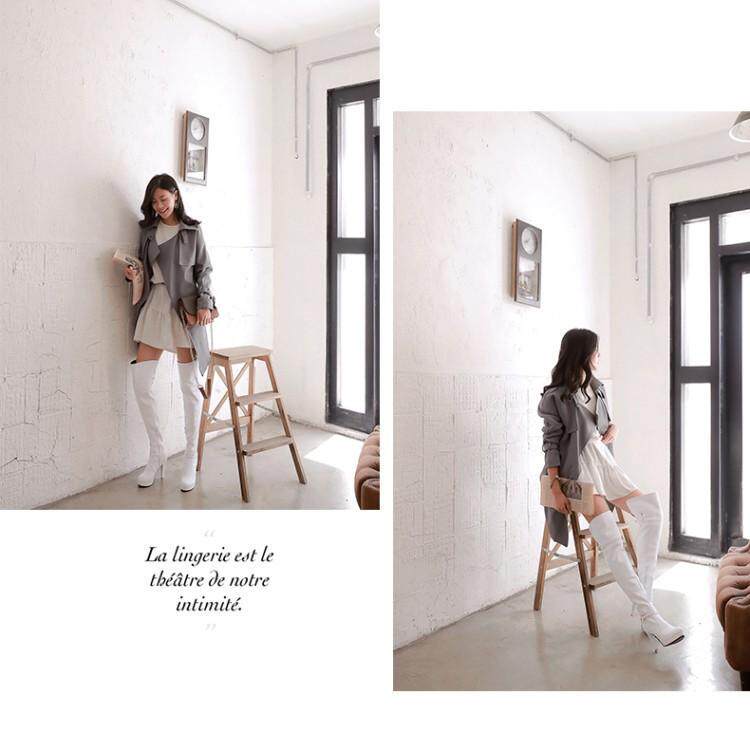 Сапоги 2023秋冬新款高跟骑士靴甜美粗跟过膝靴防水台高筒靴女超长筒靴子 Hung on the Yun