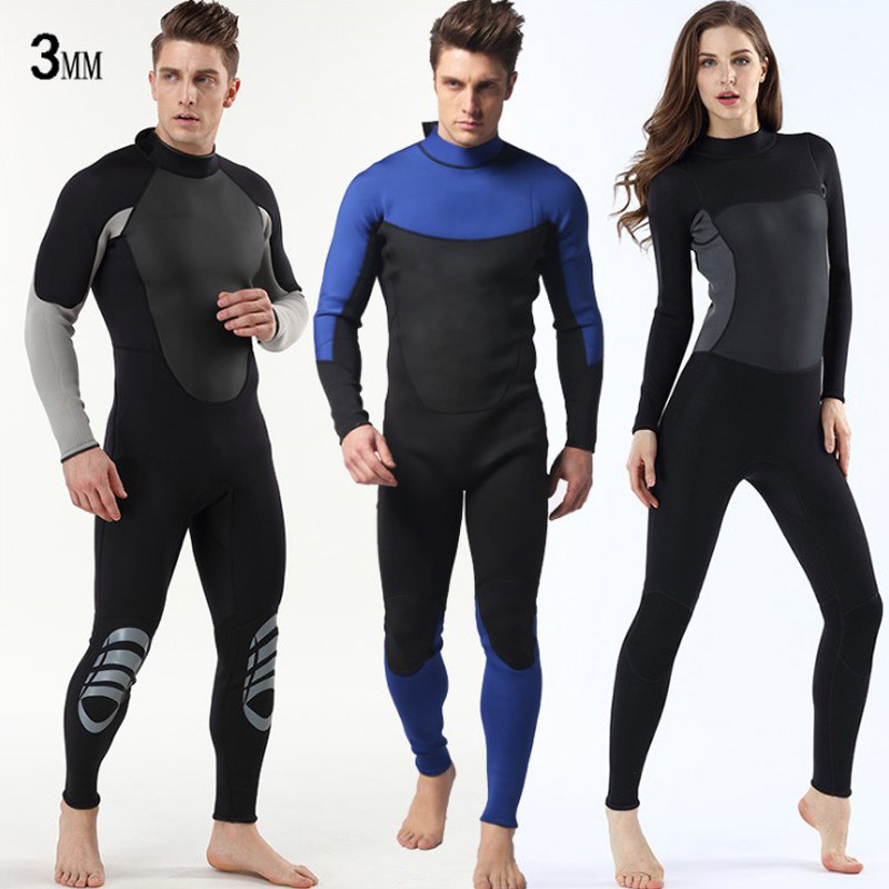 3mm new warm diving suit for men and women wet one-piece Anadromous clothes autumn and winter lovers surf snorkeling warm bathing suit-Taobao