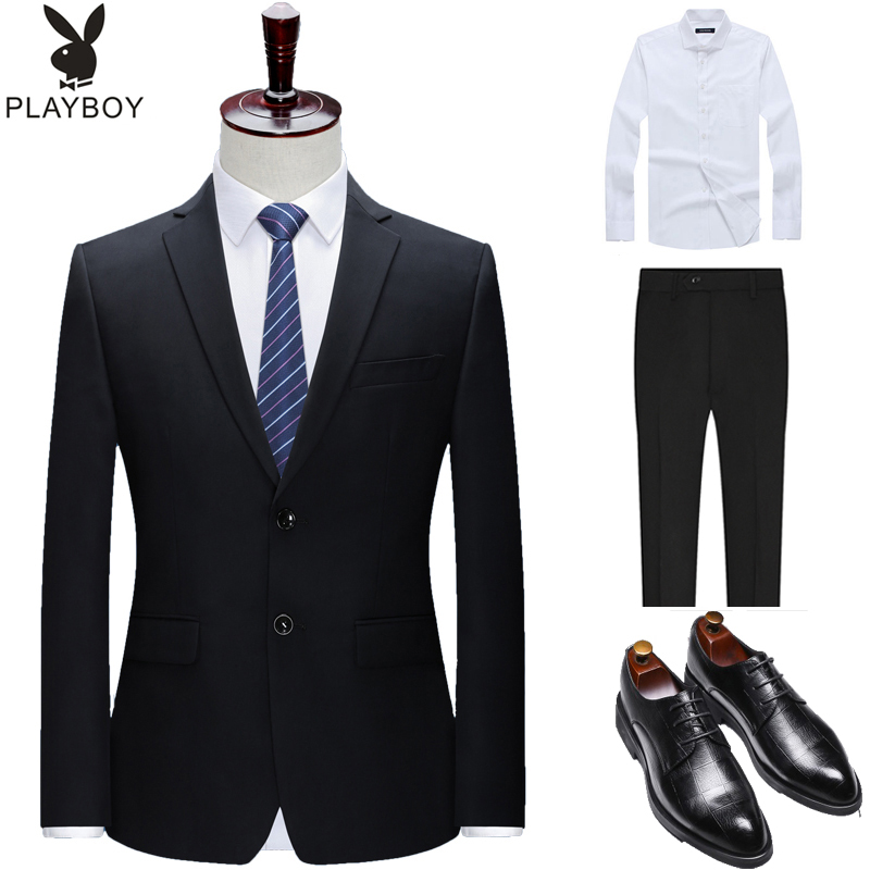 Playboy suit suit male business slim professional formal dress college student interview suit jacket coming of age ceremony