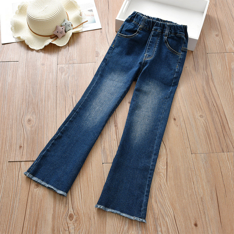 Girl Jeans Spring Children's Pants 2022 New CUHK Kid Spring Autumn Dress Girl Wide Leg Horn Long Pants