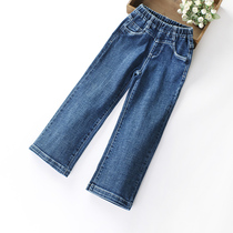 Girls loose jeans spring and autumn 2021 Spring childrens clothing Womens Big girl foreign style casual wide leg pants