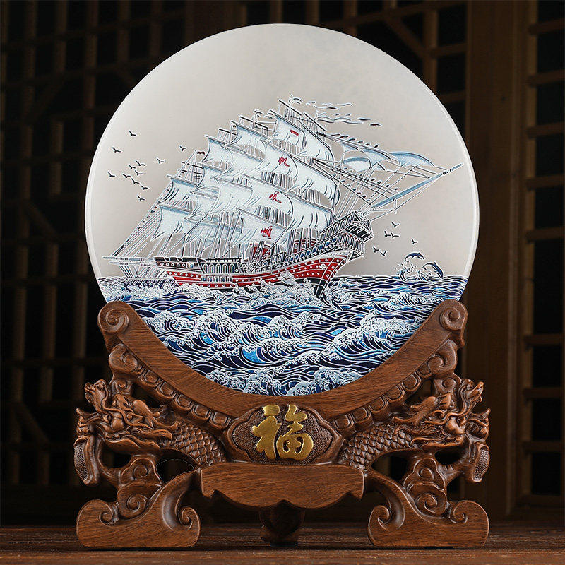 Jade Ping An buckle swinging piece sailing a sails smooth office high-end wine cabinet living-room decorated with souvenirs to send military personnel