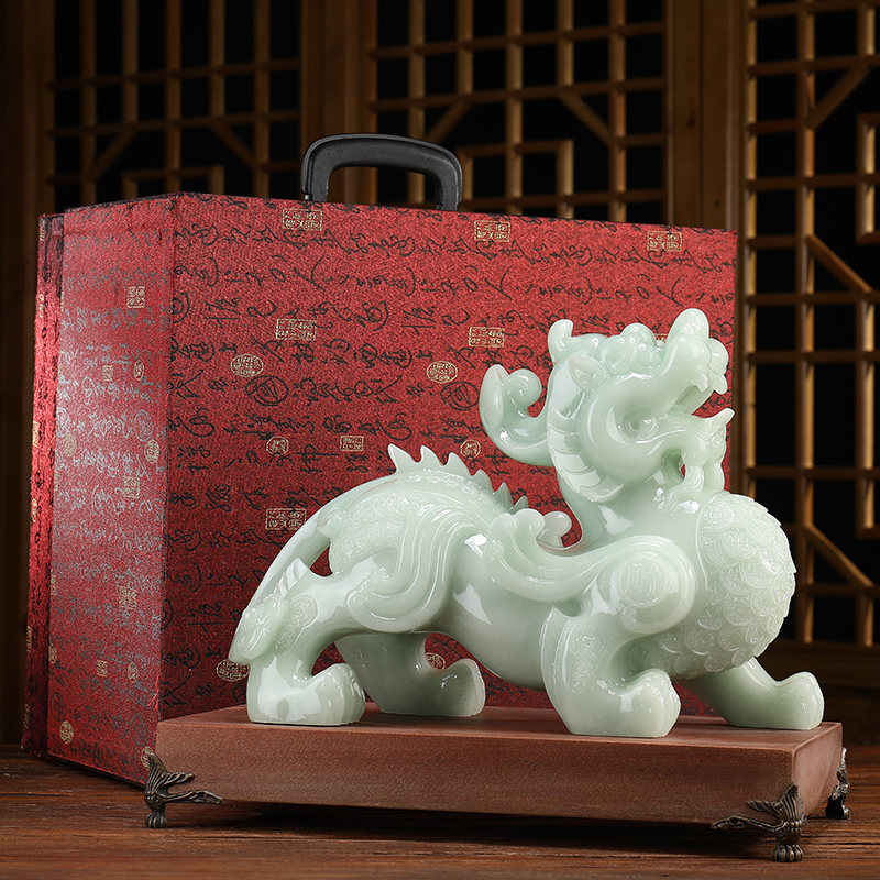 Jade Leopard Leopard the large number one pair of the property Picchu upscale Shops Opening the Auspicious Home Decoration Gift of the Auspicious Home