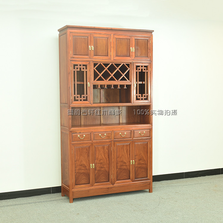 Mahogany furniture Myanmar rosewood wine cabinet Chinese style wine cabinet 1 3 meters living room solid wood display cabinet antique red wine cabinet