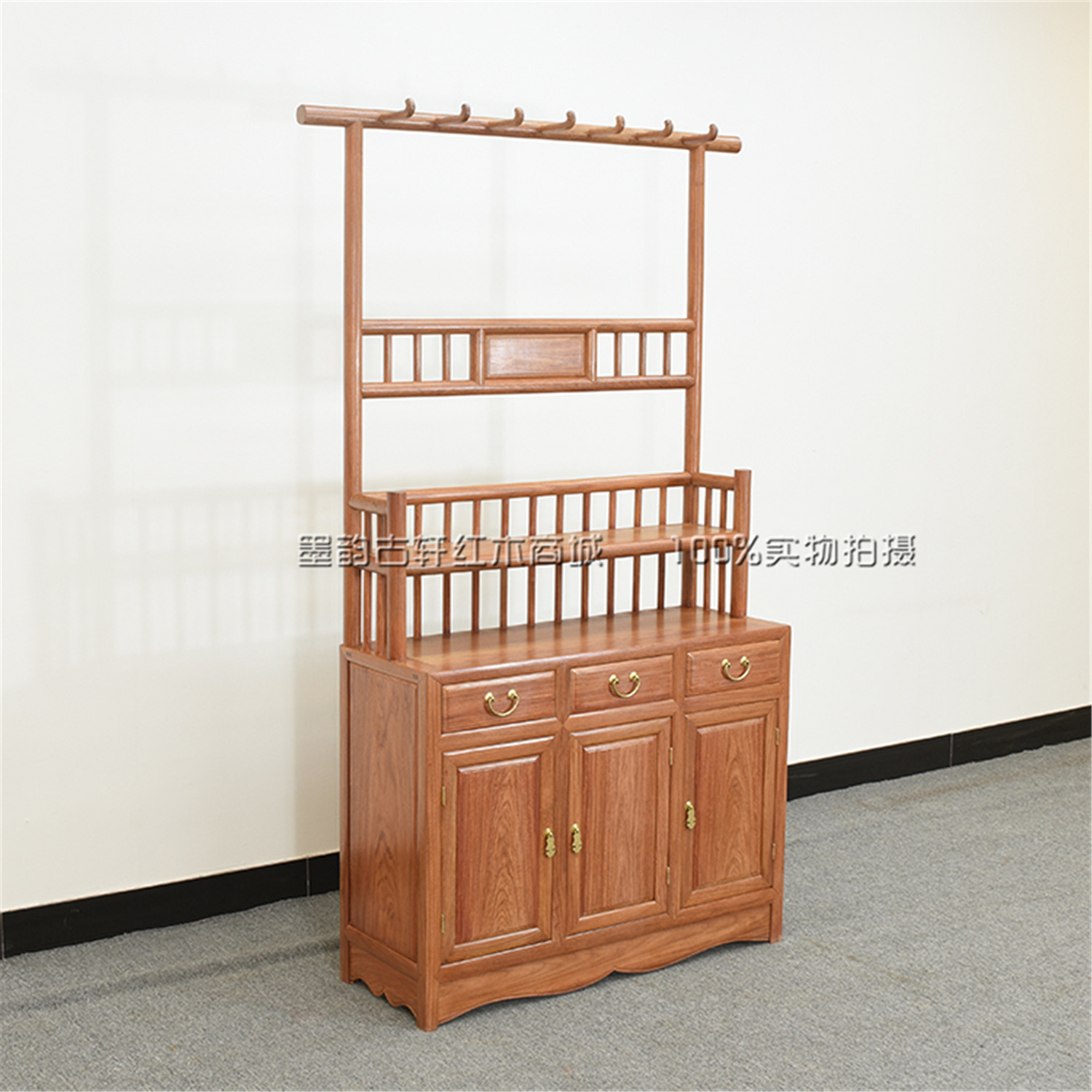 Mahogany hanger rosewood hanger new Chinese style large fruit red sandalwood coat rack home solid wood furniture simple and modern