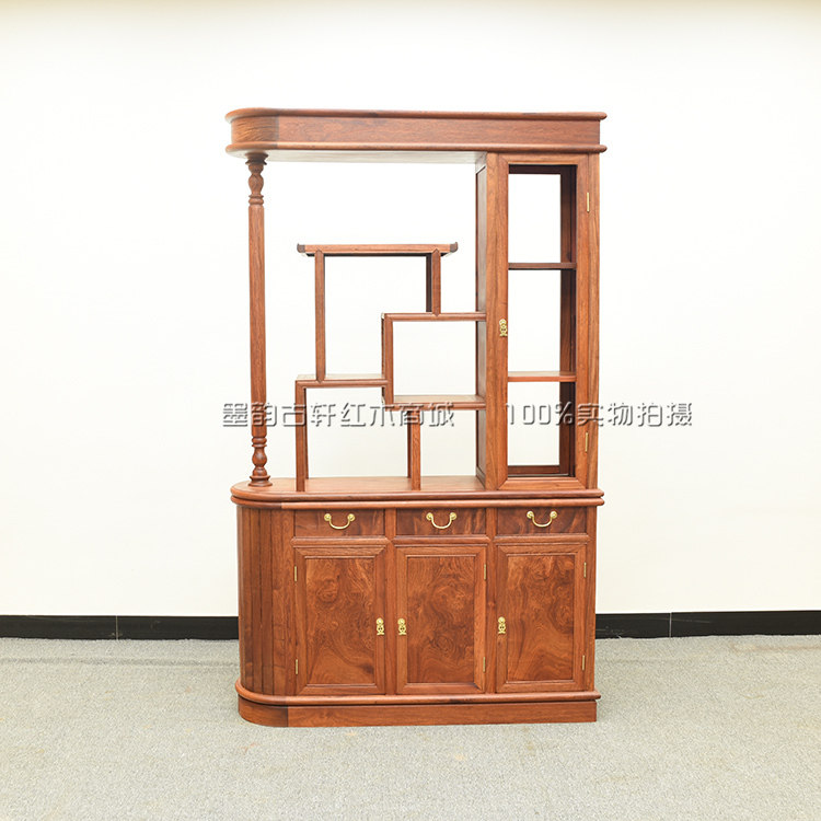 Large fruit red sandalwood partition cabinet new Chinese style classical mahogany furniture wine cabinet Burmese rosewood locker porch cabinet