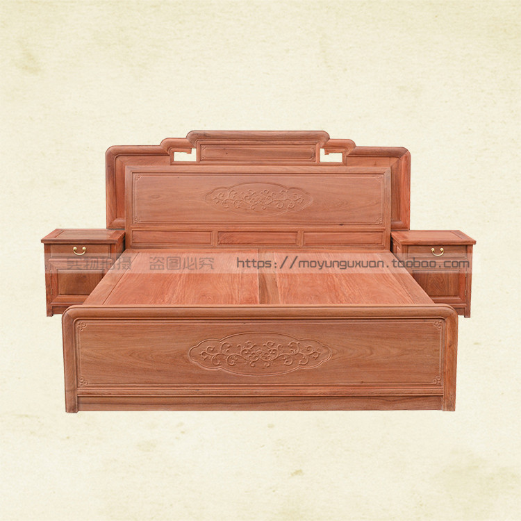 Myanmar flower wood Chinese bed 1 8m large beds red wood double bed simple bedroom antique furniture