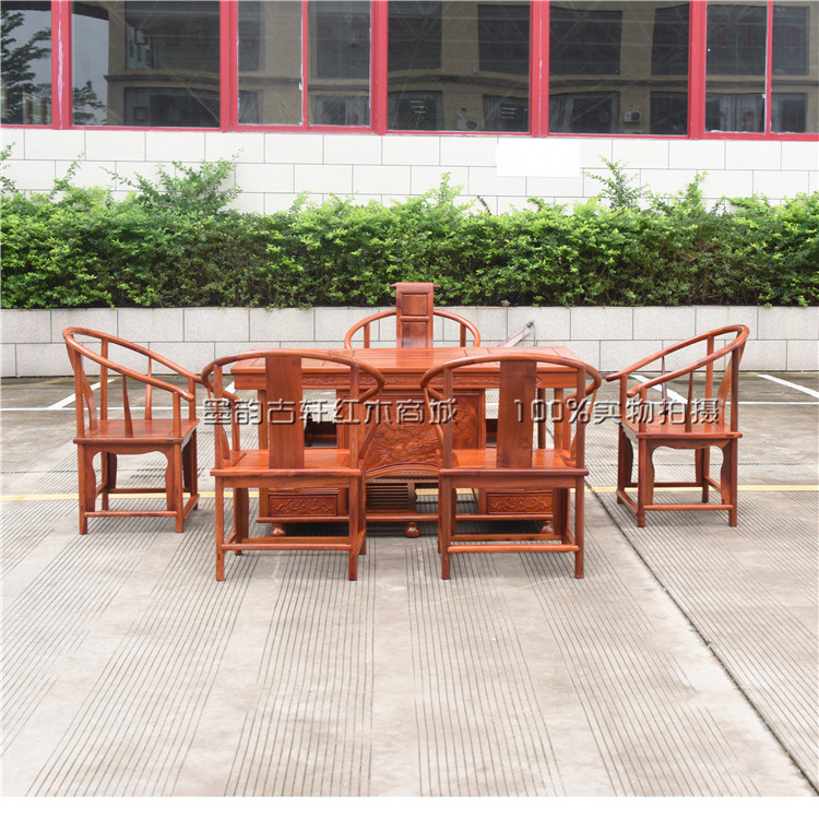 Big fruit red sandalwood tea table tea table Burmese rosewood tea table and chair combination mahogany Kung Fu tea table tea table and chair combination