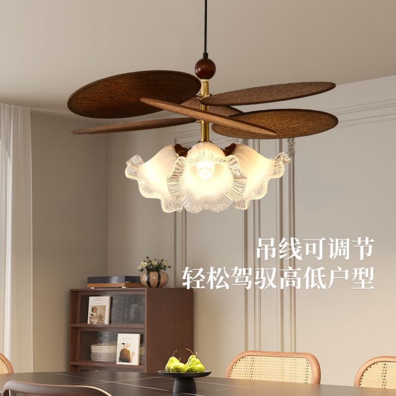 American-Style Retro Petal Chandelier, Song-Style Aesthetic Raffia Design Dining Room Lamp, French-Style Vintage Floral Dining Room Lighting American-Style Retro Petal Chandelier, Song-Style Aesthetic Raffia Design Dining Room Lamp, French-Style Vintage Floral Dining Room Lighting