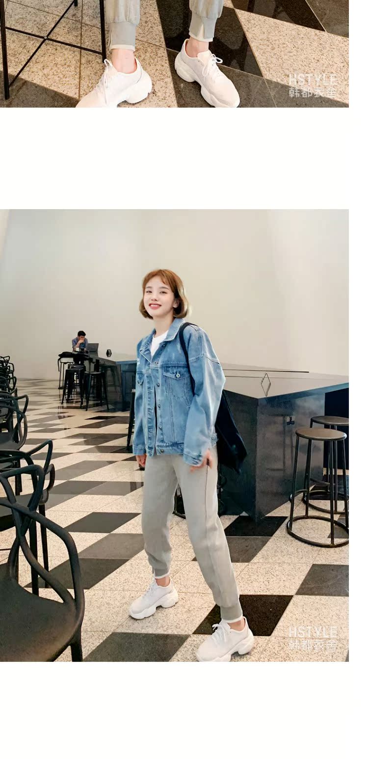 Quần áo Handu 2019 Phụ nữ Hàn Quốc mùa thu mới in thủy triều denim giản dị áo khoác ngắn nữ - Áo khoác ngắn áo kiểu trung niên u50