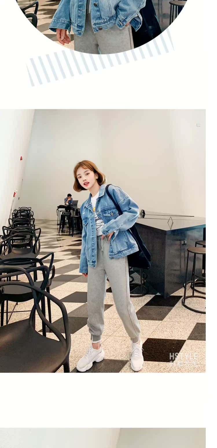 Quần áo Handu 2019 Phụ nữ Hàn Quốc mùa thu mới in thủy triều denim giản dị áo khoác ngắn nữ - Áo khoác ngắn áo kiểu trung niên u50