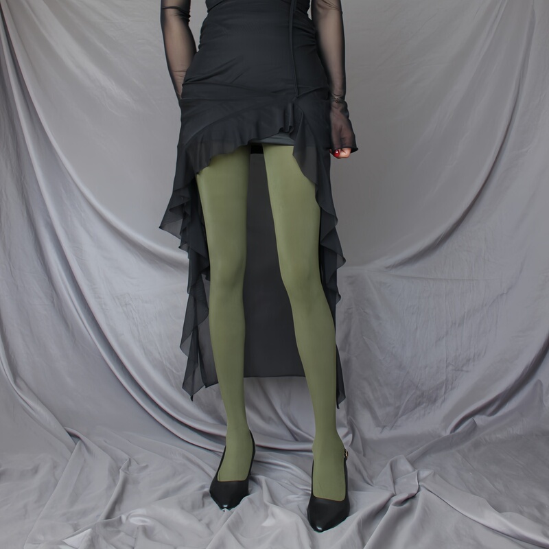 Dark Army Green High-Elastic Matte Velvet Pantyhose Olive Green Spring and Autumn Extra-Long Plus Size Colorful Stockings Leggings