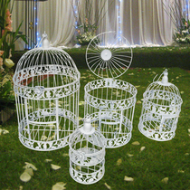 Eurostyle Iron Art Decoration Bird Cage Shop Window Swing Piece White Photography Props Large Number Hotel Wedding Bird Cage