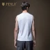 PINLI 2020 hè nam mới thon gọn cổ tròn màu rắn giản dị áo lót B202214381 - Áo vest cotton