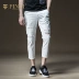 Pin Li nam cửa hàng chính thức mới chín điểm quần jeans trắng quần nam quần thủy triều thương hiệu nhà tạo mẫu tóc xu hướng - Quần jean quần kaki nam Quần jean