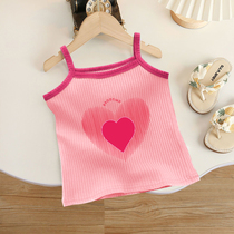 2024 New Childrens Cotton Girls Fashionable Suspenders Versatile Fashionable Sleeveless Tops Baby Summer Fashionable Clothes