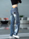 Splash-ink design niche jeans for men 2025 new American retro personalized paint dot loose straight long pants