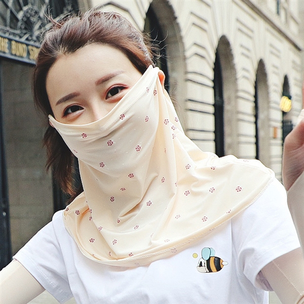 Mùa hè băng lụa chống nắng mặt nạ nữ khăn trùm đầu thoáng khí bảo vệ cổ UV bảo vệ mặt cưỡi mặt nạ đầy đủ - Kerchief / Earflap khăn bịt mặt ninja