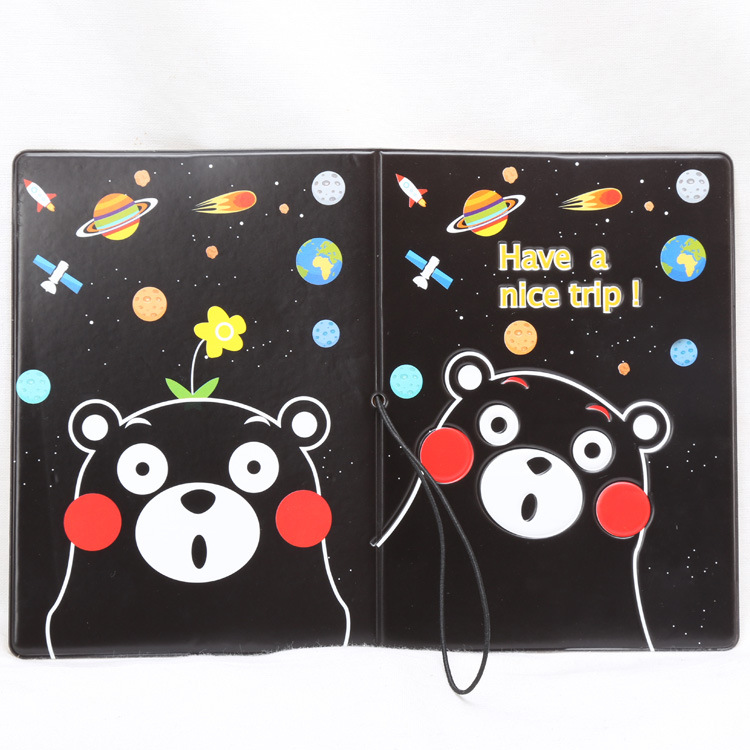 Nhật Bản và Hàn Quốc phong cách Kumamoto bộ hộ chiếu gấu Cartoon phim hoạt hình bảo vệ hộ chiếu Giấy chứng nhận lưu trữ gói thẻ bảo vệ túi đeo chéo nữ da mềm