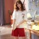 Đồ ngủ phụ nữ mùa hè cotton tinh khiết mỏng hai mảnh phù hợp với quần short cổ tròn tay ngắn sinh viên thời trang tươi mát và đơn giản phục vụ tại nhà - Giống cái