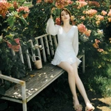 Лонгслив, белый купальник, по фигуре, коллекция 2023, премиум класс