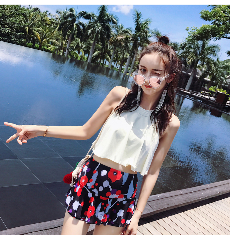 Áo tắm nữ phong cách Hàn Quốc nữ sinh viên nhỏ nhắn gợi cảm hở lưng là áo tắm hai mảnh mỏng manh - Bộ đồ bơi hai mảnh 	bikini 2 mảnh màu xanh