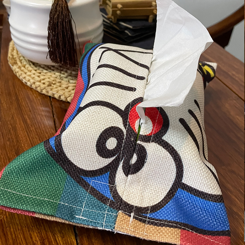 Japanese paper towel bag Cotton linen art toilet paper box Car paper towel set Household living room removable toilet paper bag Literary toilet paper box bag