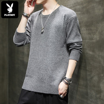  Playboy sweater mens 2021 new spring and autumn and winter round neck bottoming sweater Korean version of the trend brand line clothes