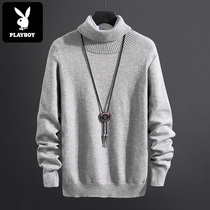  Playboy semi-turtleneck sweater mens 2021 spring and autumn and winter new top slim trend knitted bottoming shirt