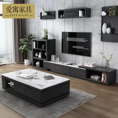 Love Yu marble coffee table TV cabinet combination set modern simple style small apartment black coffee table living room