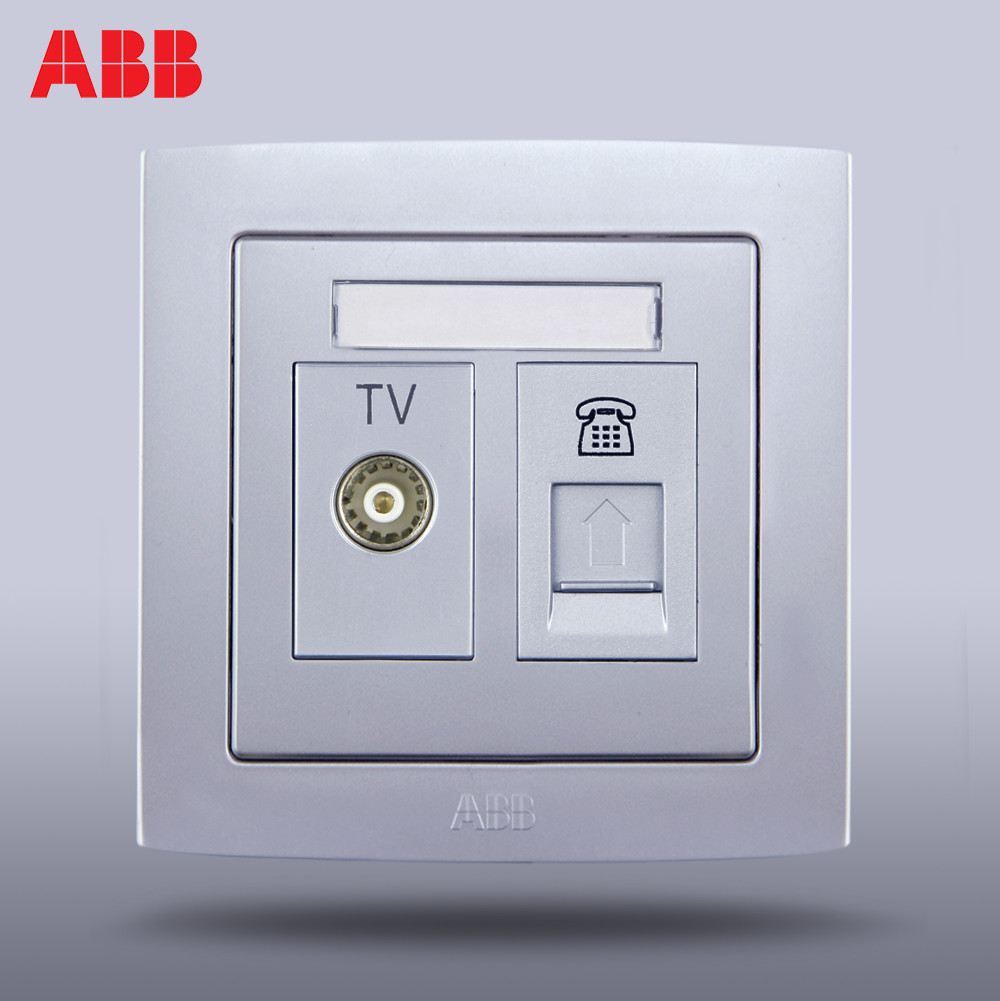 ABB switch socket panel ABB socket de rhyme straight side silver TV phone socket AL324-S