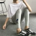 Mùa thu 2020 phiên bản Hàn Quốc của Dongdaemun hoạt hình thêu ulzzang cotton cao eo mặc quần legging mỏng chân nữ - Quần tây thường