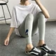 Mùa thu 2020 phiên bản Hàn Quốc của Dongdaemun hoạt hình thêu ulzzang cotton cao eo mặc quần legging mỏng chân nữ - Quần tây thường