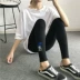 Mùa thu 2020 phiên bản Hàn Quốc của Dongdaemun hoạt hình thêu ulzzang cotton cao eo mặc quần legging mỏng chân nữ - Quần tây thường