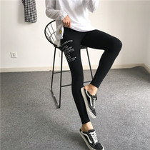 Autumn new Korean Dongdaemun same fabric letter printing velvet cotton elastic large size leggings women