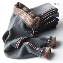 Explosive autumn and winter womens pants fashion side strips warm leggings ladies wear leggings plus velvet padded leggings