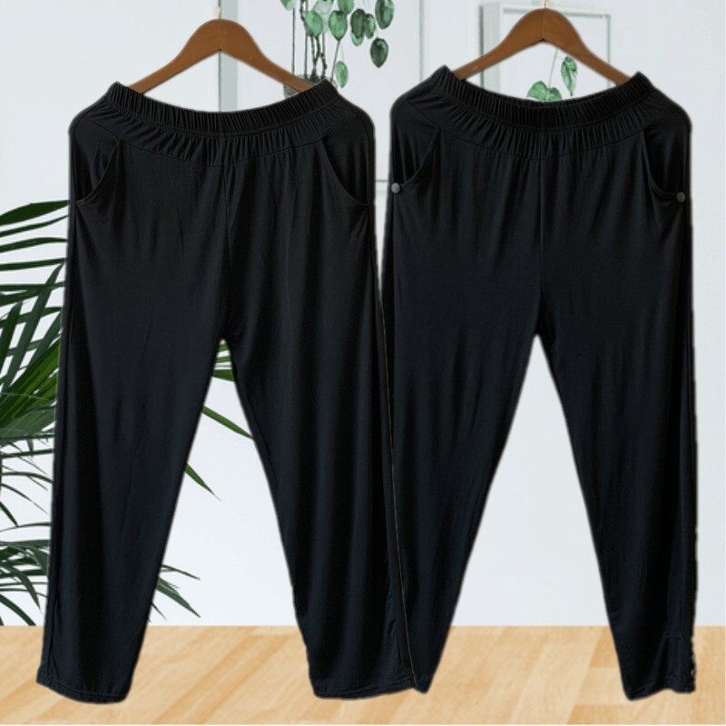 Mom's Modal Pants, Summer Thin Nine-Point Pants, Middle-Aged and Elderly Women's Pants, Eight-Point Loose Straight-Leg Pants, Plus Size Seven-Point Pants