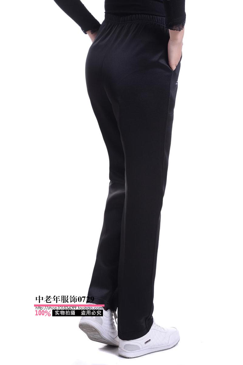 Phụ nữ mới trung niên Phụ nữ trung niên trở lên Quần thể thao giản dị cỡ lớn lưng cao co giãn cộng với quần nhung mẹ áo voan kiểu tuổi trung niên