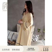 Nedia pajamas nightgown women spring and autumn cotton cropped sleeves resort style fashion simple can wear autumn loungewear