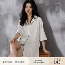 Nedia 2022 cool pajamas womens summer short-sleeved shorts cotton simple mid-length version cardigan loungewear set