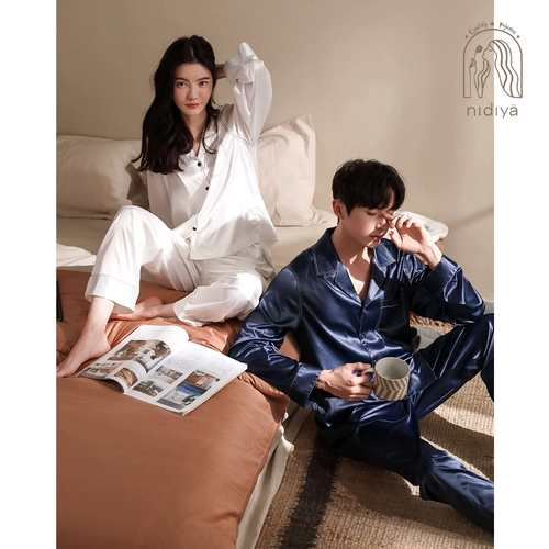妮狄娅 Осенняя пижама для влюбленных, шелковый кардиган, лонгслив, модный комплект