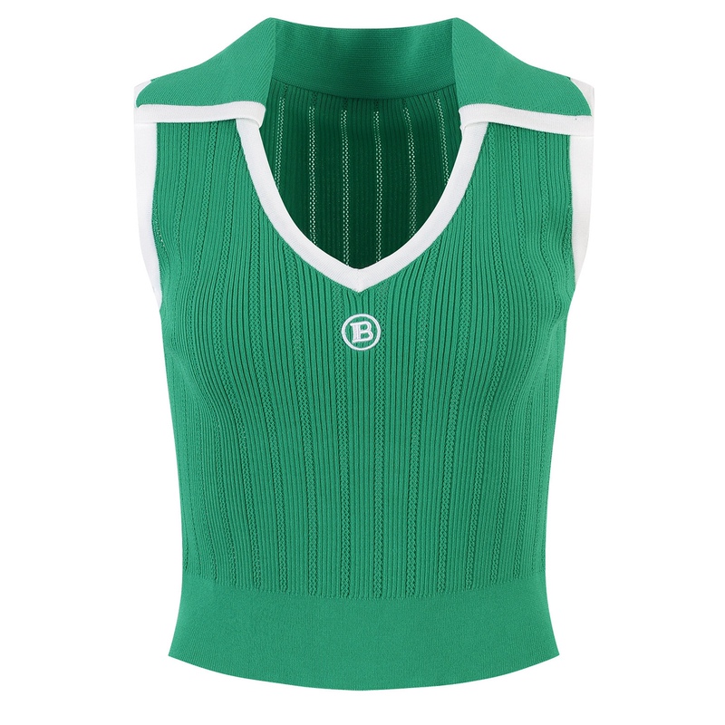 French Style Embroidered Lapel Sleeveless Vest Eiffelman Women's 2022 Summer New Cut Out Thin Top