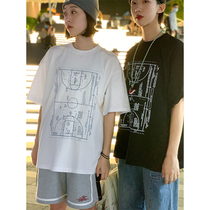 Jenny NASA couple with short sleeves T-shirt woman 280g heavy pound summer pure cotton loose bf wind blouse student ins tide