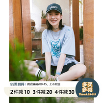 Jenny NASA design printed small crowd neutral clear pure cotton short sleeve T-shirt jacket loose 100 hitch windins