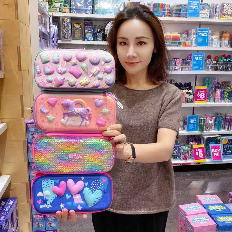 Smiggle School School School School Cartoon High Capacity Unicorn Hard Shell Cute Delicious Pencil Box