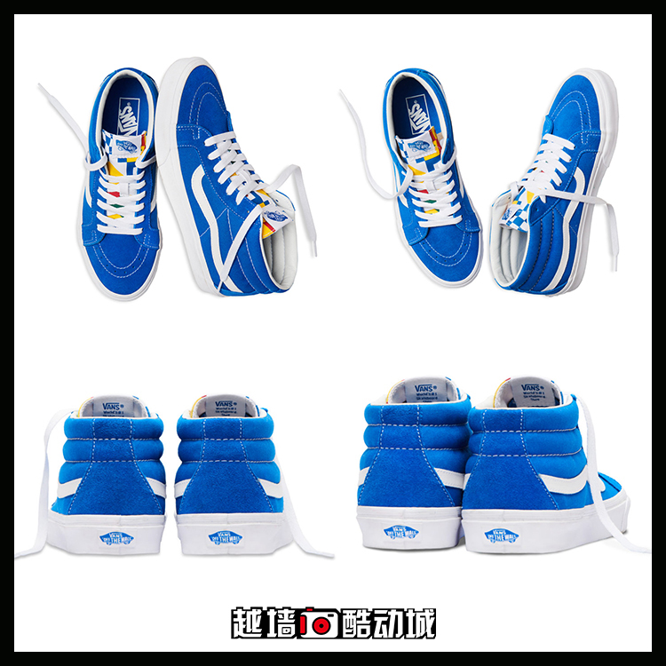 Vách chéo Vans mới SK8 MID đỏ xanh vàng xanh trong giày trượt ván nam và nữ thông thường VN0A391FTOV - Dép / giày thường giày lười thể thao nam