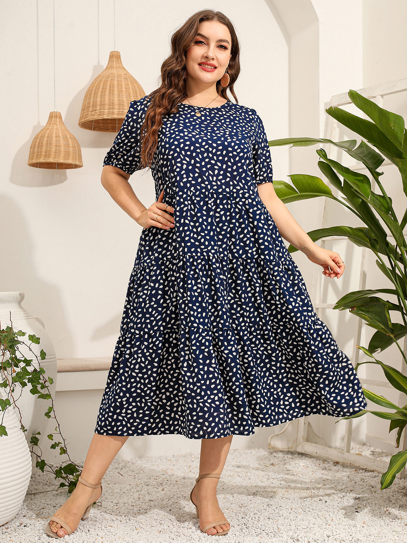 товар из китая loose fit plus size irregular short-sleeved summer dresses