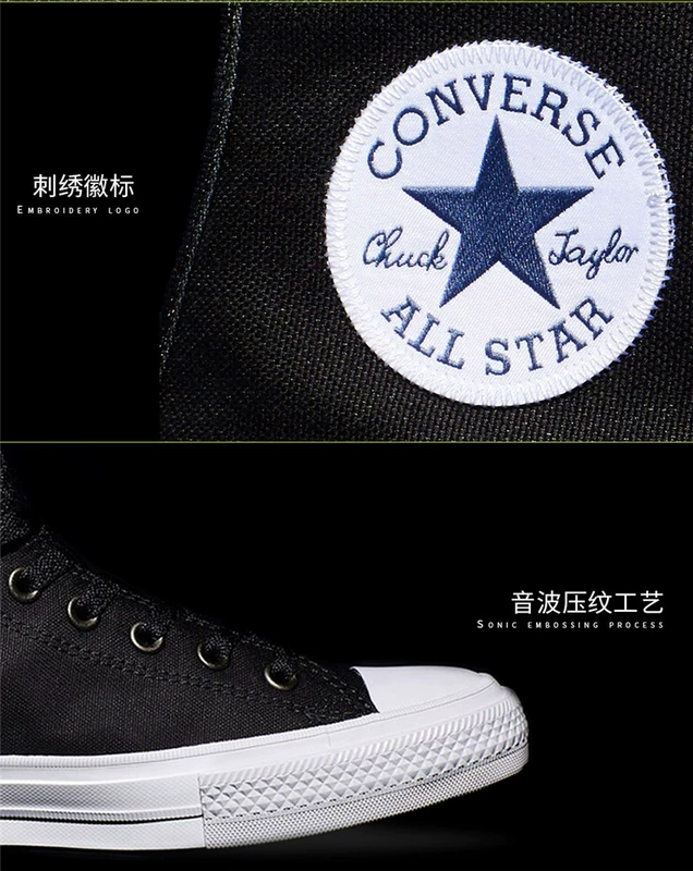 Giày vải Converse Converse Giày ChuckTaylorII giày thể thao cao cấp dành cho nam và nữ bình thường 150143C giày thể thao đế cao